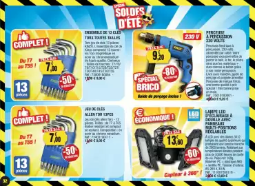 Catalogue Outiror page 32: KINZO JEU DE CLÉS ALLEN TORX €7,00, KINZO ENSEMBLE DE 13 CLÉS TORX €7,00