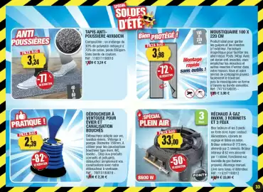 Catalogue Outiror page 33: Moustiquaire €3,98, Rechaud a gaz 8600w 3 robinets et 3 feux €33,00