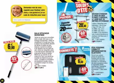 Catalogue Outiror page 34: Balai détacheur microfibre €6,90, Pèse personne connecté impedancemetre bluetooth €6,00