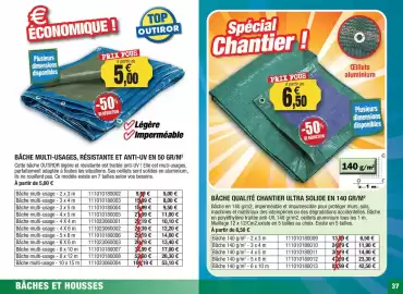 Catalogue Outiror page 37: Bâche multi-usages resistante et anti-uv en 50 gr/m €5,00