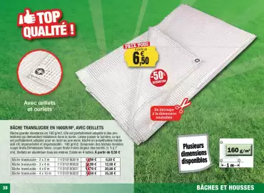 Catalogue Outiror page 38: Bâche translucide en 160gr/m², avec oeillets €6,50