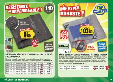 Catalogue Outiror page 39: Bâche ultra résistante et imperméable €9,50