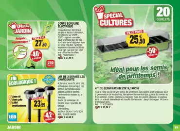Catalogue Outiror page 61: LOT DE 3 BORNES LED CHANGEANTE €23,99, KIT DE GERMINATION €25,50