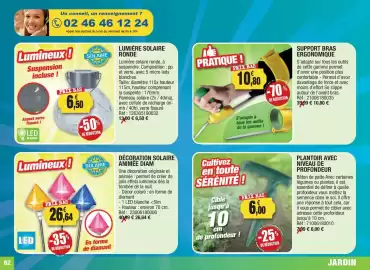 Catalogue Outiror page 62: Support bras ergonomique €10,80, LUMIÈRE SOLAIRE RONDE €6,50