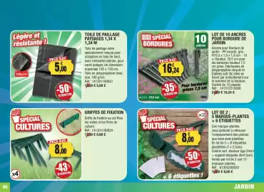 Catalogue Outiror page 66: GRIFFES DE FIXATION €8,00, TOILE DE PAILLAGE €5,00