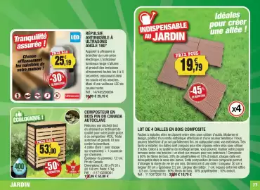 Catalogue Outiror page 77: COMPOSTEUR EN BOIS PIN DU CANADA €53,00, LOT DE 4 DALLES EN BOIS COMPOSITE €19,79