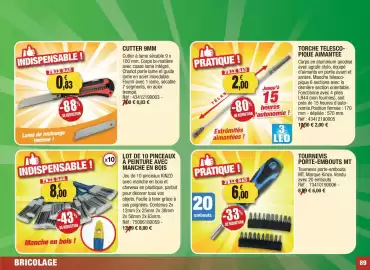 Catalogue Outiror page 89: Torche telescopique aimantee €2,00, Kinzo Tournevis porte-embouts MT €6,00