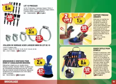 Catalogue Outiror page 93: Support pinceau aimanté €1,20, Colliers de serrage acier €3,18