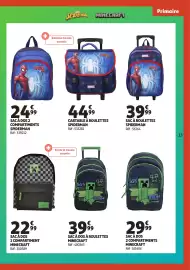 Catalogue Auchan page 13: SAC À DOS 2 COMPARTIMENTS SPIDERMAN €24,99, CARTABLE À ROULETTES SPIDERMAN €44,99