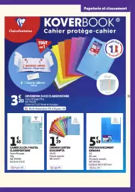 Catalogue Auchan page 31: CLAIREFONTAINE Koverbook 24x32 €3,20, CLAIREFONTAINE Cahier 21x29.7 pastel €1,65