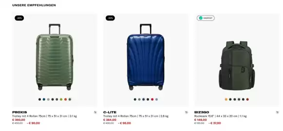 Samsonite Flugblatt Seite 1