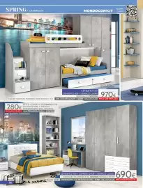 Volantino Mondo Convenienza Pagina 80: Soppalco Spring €970,00, Letto 1 Piazza e 1/2 Grace con contenitore e piedini €280,00