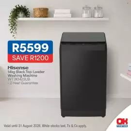 OK Furniture catalogue Page 3: Hisense 14kg Black Top-Loader Washing Machine €5.599,00
