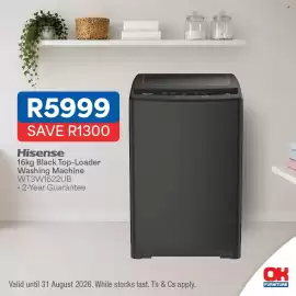 OK Furniture catalogue Page 5: Hisense 16kg Black Top-Loader Washing Machine €5.999,00