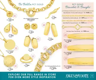 Angus & Coote catalogue Page 13: Earrings €549,00, 65mm Solid Bangle €3.799,00