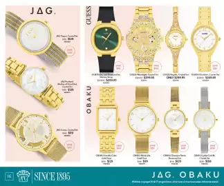 Angus & Coote catalogue Page 16: GUESS Moonlight, Crystal Set €299,95, OBAKU Brink Lille, Gold Tone €99,00