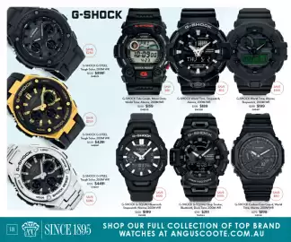 Angus & Coote catalogue Page 18: G-SHOCK Carbon Core Guard €199,00, G-SHOCK G-SQUAD Step Tracker €219,00