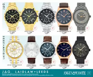 Angus & Coote catalogue Page 19: Laidlaw + Leeds Matt €159,00, Laidlaw + Leeds George, Leather Strap €89,00