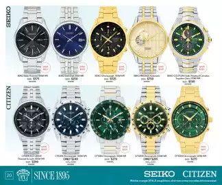 Angus & Coote catalogue Page 20: CITIZEN Chronograph €279,00, Seiko Chronograph €325,00