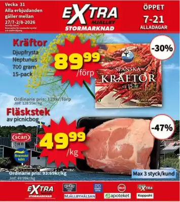 Extra Mjällby Stormarknad reklamblad (giltig till och med 2-08)