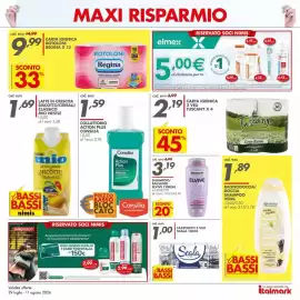 Volantino Italmark Pagina 10: FAZZOLETTI 3 VELI Scala €1,00, Carta igienica rotoloni Regina €9,99