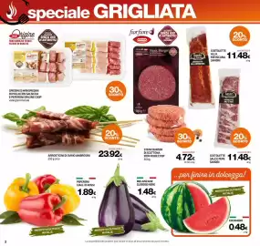 Volantino Superconti Pagina 2: Spiedini o minispiedini di pollo con salsiccia e peperoni Origine Coop