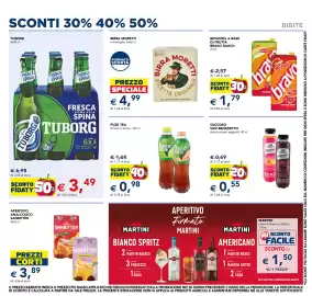 Volantino Esselunga Pagina 4: TUBORG €3,49, Birra Moretti €4,99