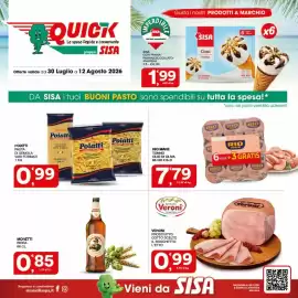 Volantino Quick Sisa Pagina 1: Moretti birra €0,85, Poiatti pasta di semola €0,99