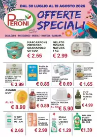 Volantino Peroni Supermercati Pagina 1: Ricotta vaccina fresca €5,90, Pasta di semola De Cecco €0,89