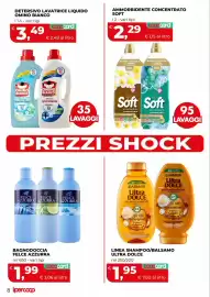 Volantino Ipercoop Pagina 8: Detersivo Lavatrice Liquido Omino Bianco €3,49, Ammorbidente concentrato Soft €2,29