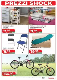 Volantino Ipercoop Pagina 9: SEDIA PIEGHEVOLE nera/blu €9,99, LETTINO METALLO €19,90