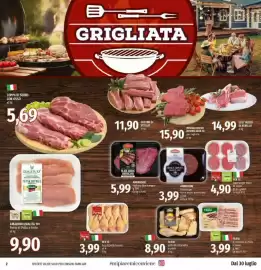 Volantino Emi Supermercati Pagina 2: PERTE fusi di pollo bianco €3,99, AMBROSINI Hamburger black angus americano €3,99