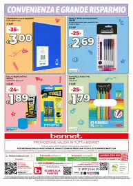 Volantino Bennet Pagina 24: Penne a sfera in acciaio inox Award €2,69, Confezione 5 maxi quaderni €3,00