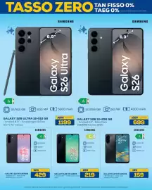 Volantino Euronics Pagina 9: SAMSUNG GALAXY S26 ULTRA €1.199,00, SAMSUNG GALAXY A26 5G 128GB €219,00