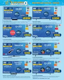 Volantino Euronics Pagina 8: Samsung OLED SMART 65S85F €1.199,00, TCL Q-LED SMART 85T69C €899,00