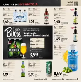 Volantino Famila Market Pagina 12: Messina birra cristalli di sale €3,49, Bavaria birra premium €0,69