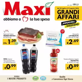 Volantino Maxi Supermercati Pagina 1: PEPSI classica €0,99, Speck del Cadore MONDO NATURA €1,39