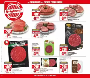 Volantino Il Gigante Pagina 8: HAMBURGER DI BOVINO ADULTO €2,98, HAMBURGER DI FASSONE PIEMONTESE IL MEDAGLIONE FORMENTO €3,68