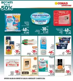 Volantino Conad Superstore Pagina 2: Kefir Müller €0,84, Salmone Norvegese Il Faro €3,74
