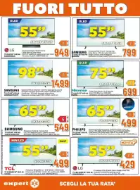 Volantino Expert Pagina 14: PHILIPS TV LED 65" UHD 4K 65PUS8010 €499,00, Hisense TV QLED 75" UHD 4K €699,00