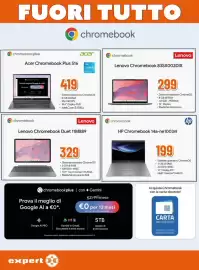 Volantino Expert Pagina 18: Lenovo Chromebook Duet 11M889 €329,00, HP Chromebook 14a-ne1003nl €199,00