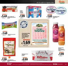 Volantino Famila Market Pagina 9: Salmone Affumicato Norvegese Rosa del Nord €5,49, Actimel Danone €1,99
