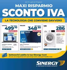 Volantino Sinergy Pagina 1: PHILIPS SMART TV 55PUS7810/12 €348,30, Lenovo NOTEBOOK IP3 15ARP10 R5 €499,10