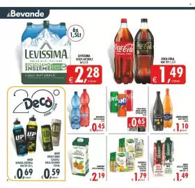 Volantino Deco Supermercati Pagina 2: Coca-Cola/Fanta/Sprite €0,65, Succhi di frutta Skipper €1,49