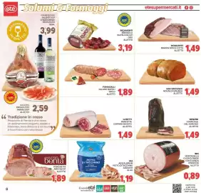 Volantino Eté Pagina 8: Renzini guanciale del norcino €1,49, Ibis mortadella cuor di paese €0,89