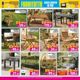 Volantino Satur Pagina 4: PANCHINA 2 POSTI IN FERRO €69,99, TAVOLO OTTAGONALE IN ACACIA €89,99
