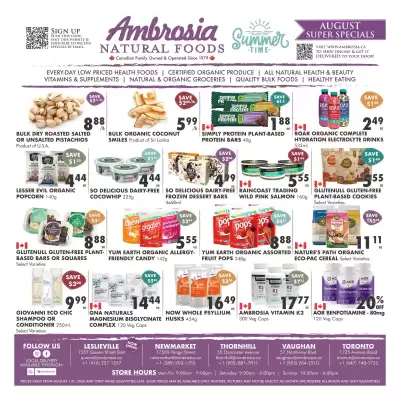 Ambrosia Natural Foods flyer (valid until 31-08)
