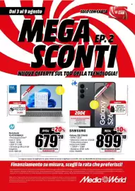 Volantino MediaWorld settimana 32 Pagina 1: SAMSUNG Galaxy S26 256GB €899,10, Notebook HP 15-FD1008NLX €679,20