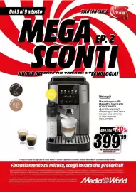 Volantino MediaWorld settimana 32 Pagina 45: DeLonghi Macchina per caffè Magnifica Start Latte €399,99
