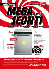 Volantino MediaWorld settimana 32 Pagina 61: Lavastoviglie a libera installazione Whirlpool €583,20